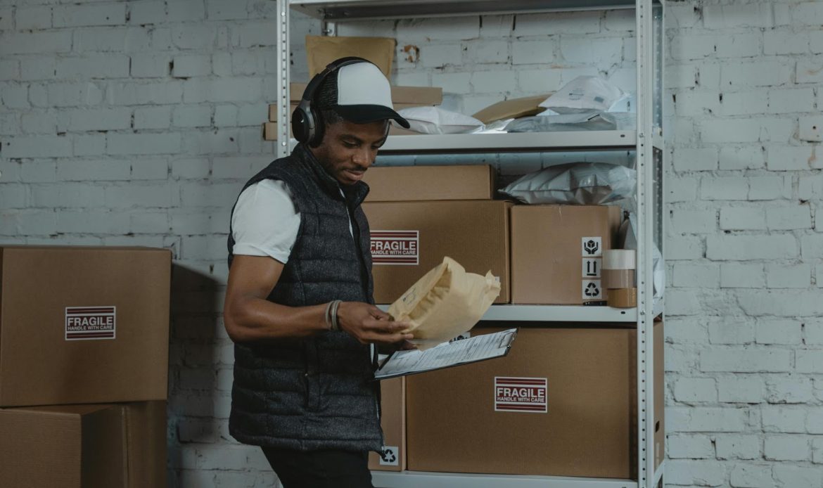 Man Busy Working In A Fulfilment Centre